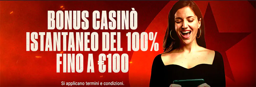 Per ricevere il codice bonus di benvenuto è necessario: Bonus di benvenuto del Casinò Pokerstars
