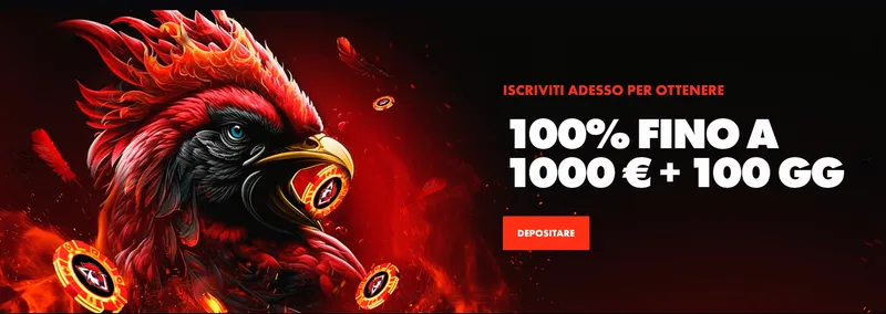 Pacchetto di benvenuto al casino Rooster Bet